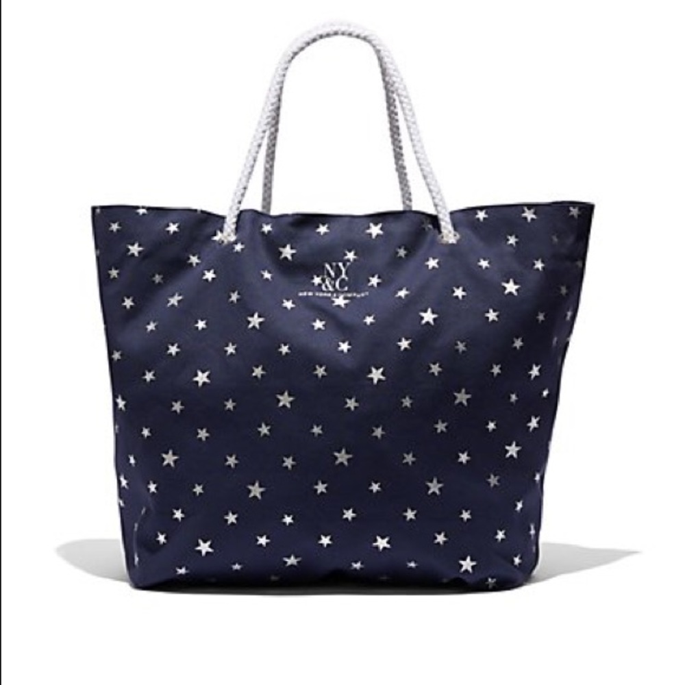 NWT New York & Co Star Spangled Tote Bag, Navy & Silver Stars